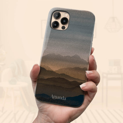 Watercolor Landscape Personalized Name iPhone Case